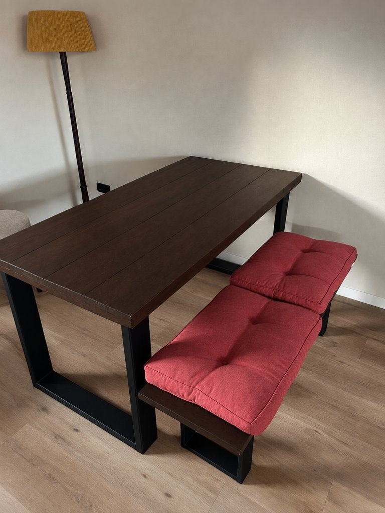 Tafel met bankje, Huis en Inrichting, Ophalen, 50 tot 100 cm, 150 tot 200 cm, Vier personen