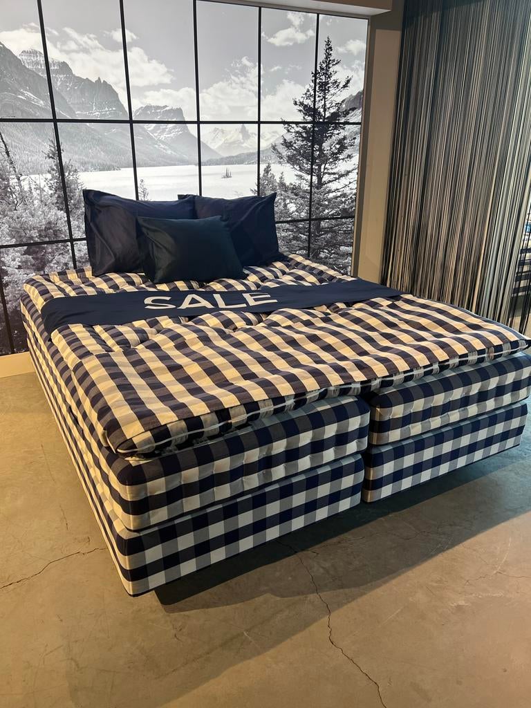 Hästens Showmodel Boxspring 180x210 - Hoge Korting!, Blauw, 210 cm, Ophalen of Verzenden, 180 cm
