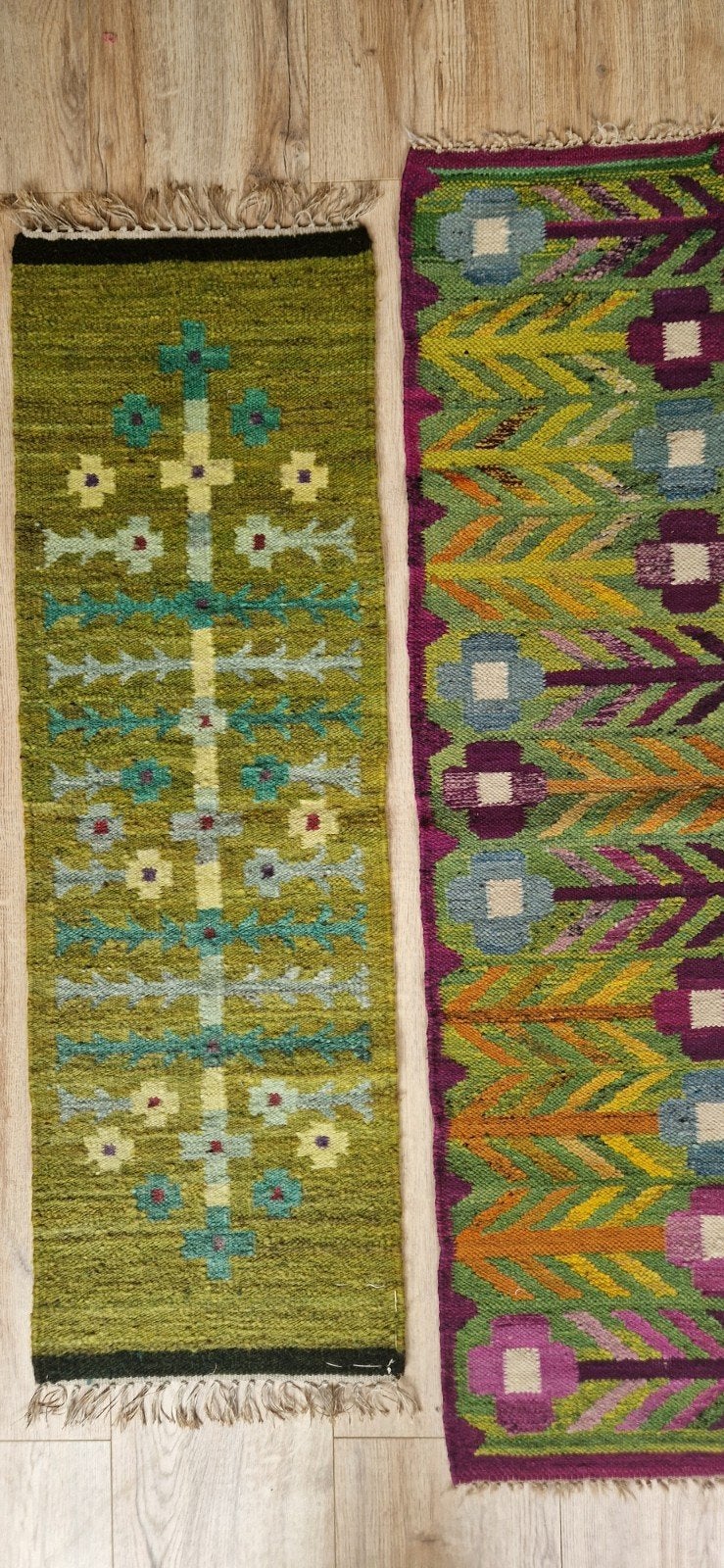 set van twee vintage design Poolse kilim wol kleed, Ophalen of Verzenden, Rechthoekig
