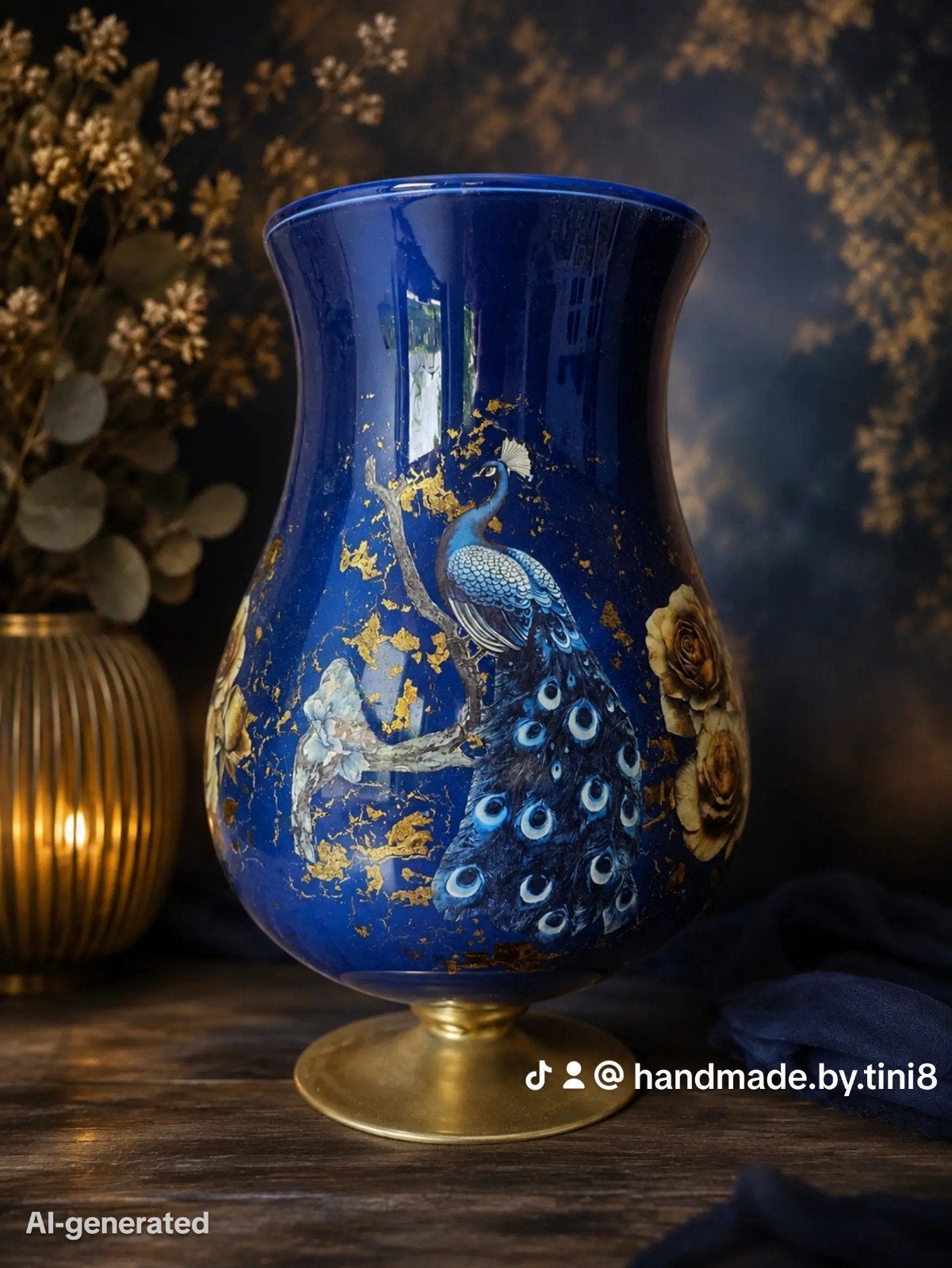 handgemaakte vaas, Huis en Inrichting, Woonaccessoires | Vazen, Blauw, Nieuw, Ophalen of Verzenden, Glas