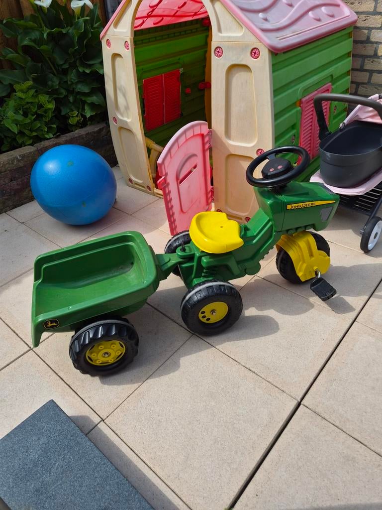John Deere traptractor met aanhanger (geluid stuur defect), Ophalen, Gebruikt, Trapvoertuig