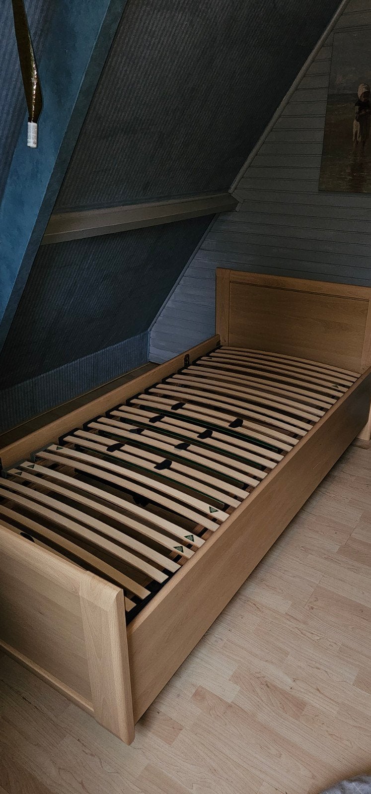 1pers verrijdbaar bed, Ophalen, Eenpersoons, Hout, 90 cm
