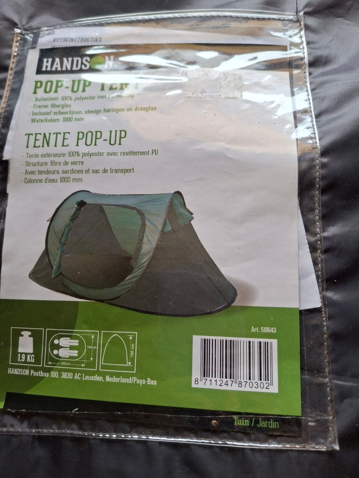 pop-up tent 2 persoons., Ophalen, Tot en met 2