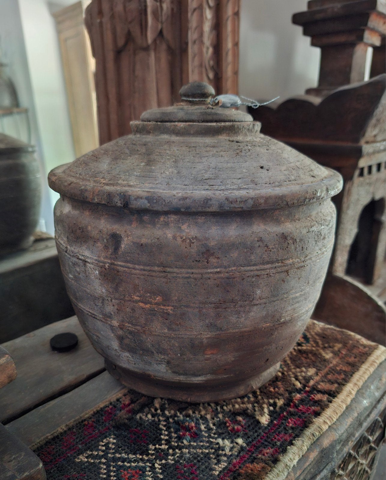 Grote robuuste oude houten pot met deksel van Hoffz., Ophalen of Verzenden, Nieuw