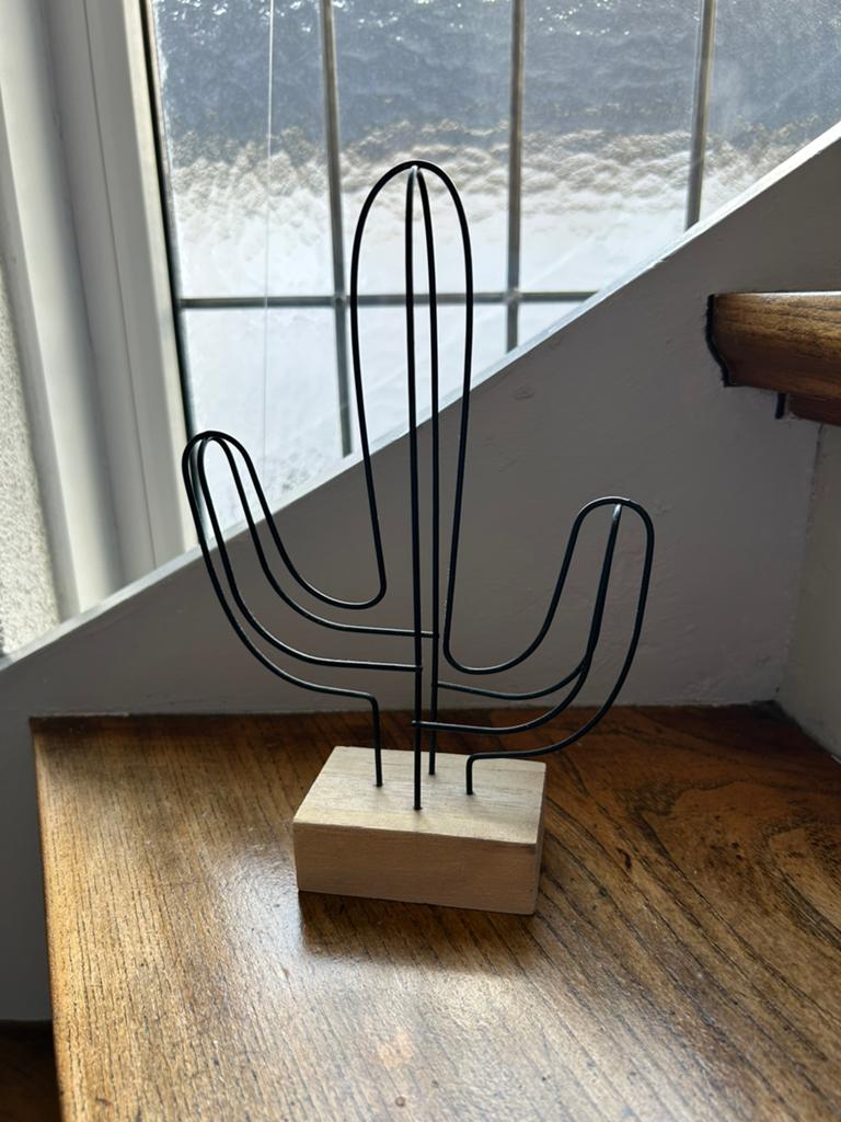 Cactus beeldje zwart, Ophalen of Verzenden, Zo goed als nieuw, Zwart, Metaal