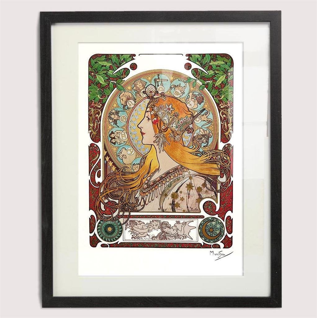 Alphonse Mucha : Zodiac Poster in lijst, Verzenden, Nieuw, A1 t/m A3, Film en Tv