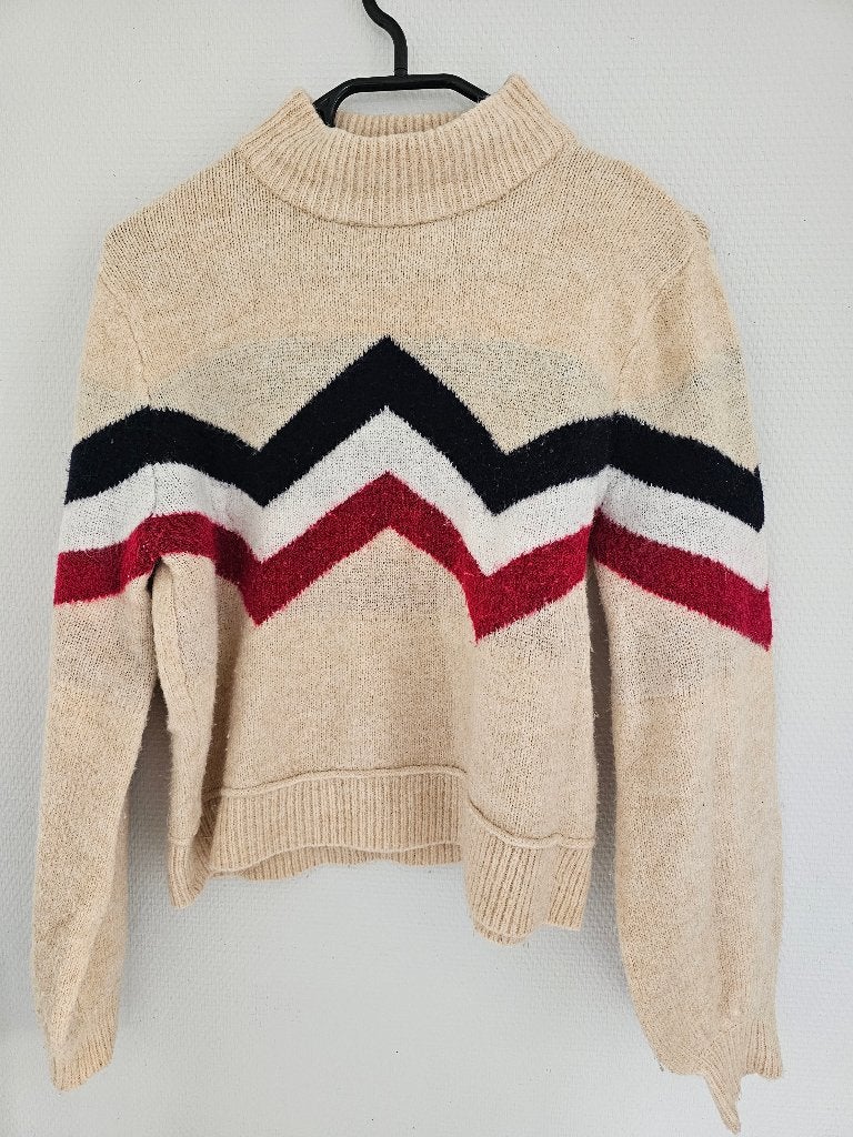 beige trui met gekleurde strepen, Beige, Maat 42/44 (L), Ophalen of Verzenden, Clockhouse