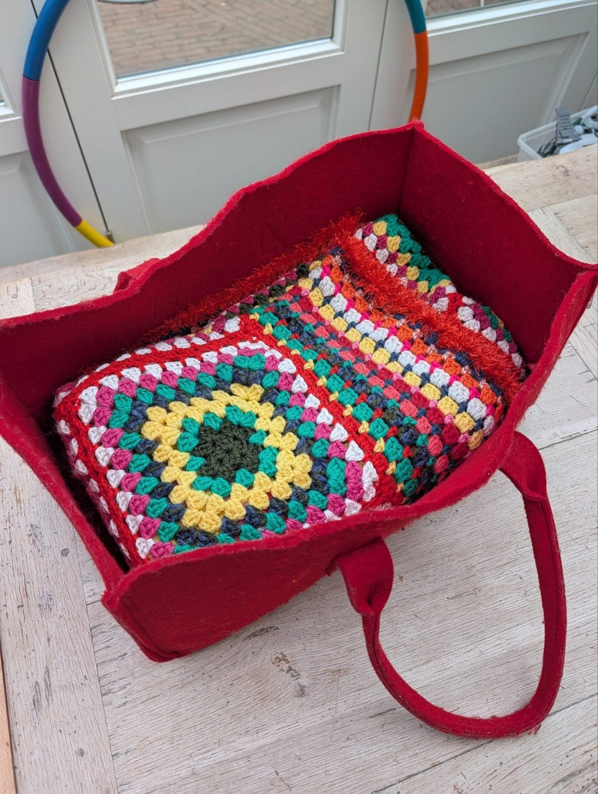 Grote gehaakte veelkleurige sprei 170x110 cm, Ophalen, 100 tot 150 cm, Handgemaakt, Bohemian, Vintage, 150 tot 200 cm