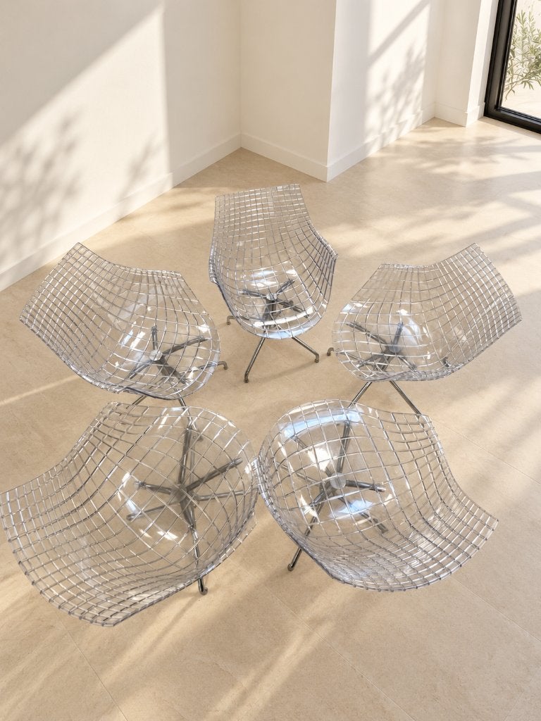 Set van 5 Driade Meridiana designstoelen – transparant, Ophalen, Overige kleuren, Modern, eigentijds design, Vijf, Zes of meer stoelen