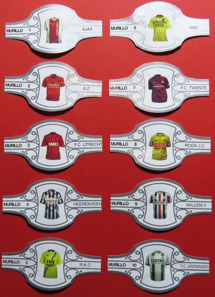 Sigarenbandjes Murillo Voetbalshirts - Complete serie -, Verzenden, Gebruikt, Sigarenbandjes