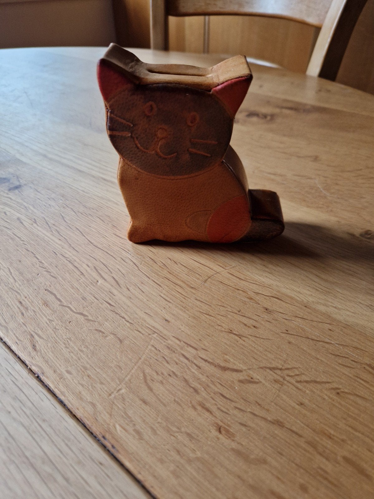 SPAARPOT POES LEER, Verzamelen, Ophalen of Verzenden, Zo goed als nieuw, Steen, Aardewerk of Keramiek, Dier