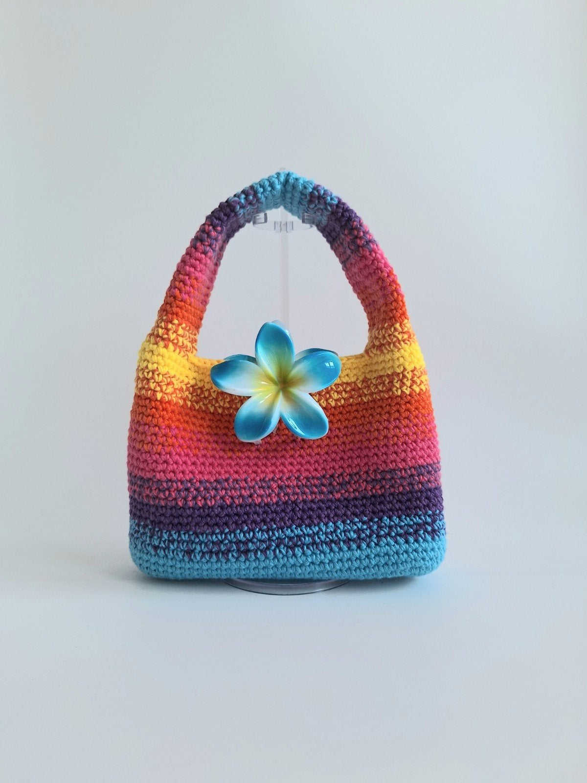 gehaakte tas tropical aruba, Sieraden, Tassen en Uiterlijk, Tassen | Damestassen, Ophalen of Verzenden, Nieuw, Paars, Handtas