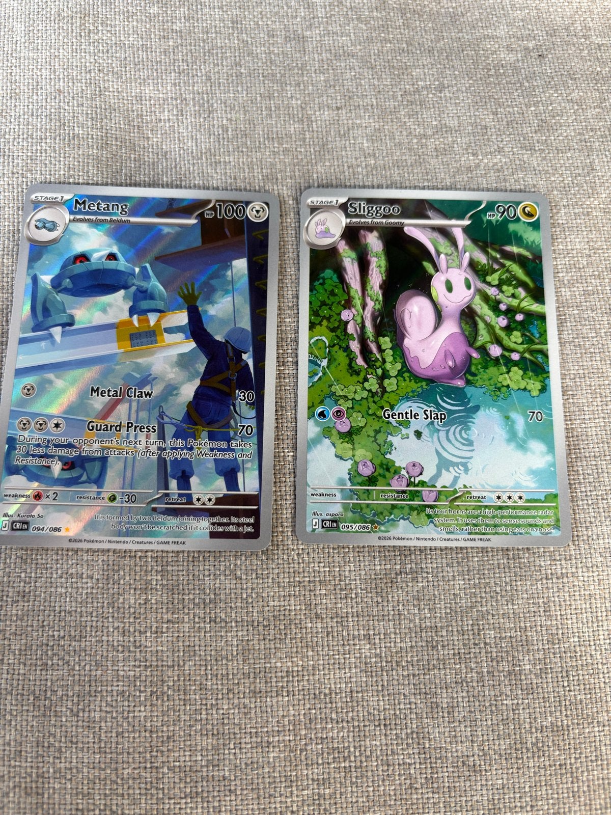 Pokémon kaarten: Metang en Sliggoo (094/086, 095/086), Ophalen of Verzenden, Zo goed als nieuw, Meerdere kaarten