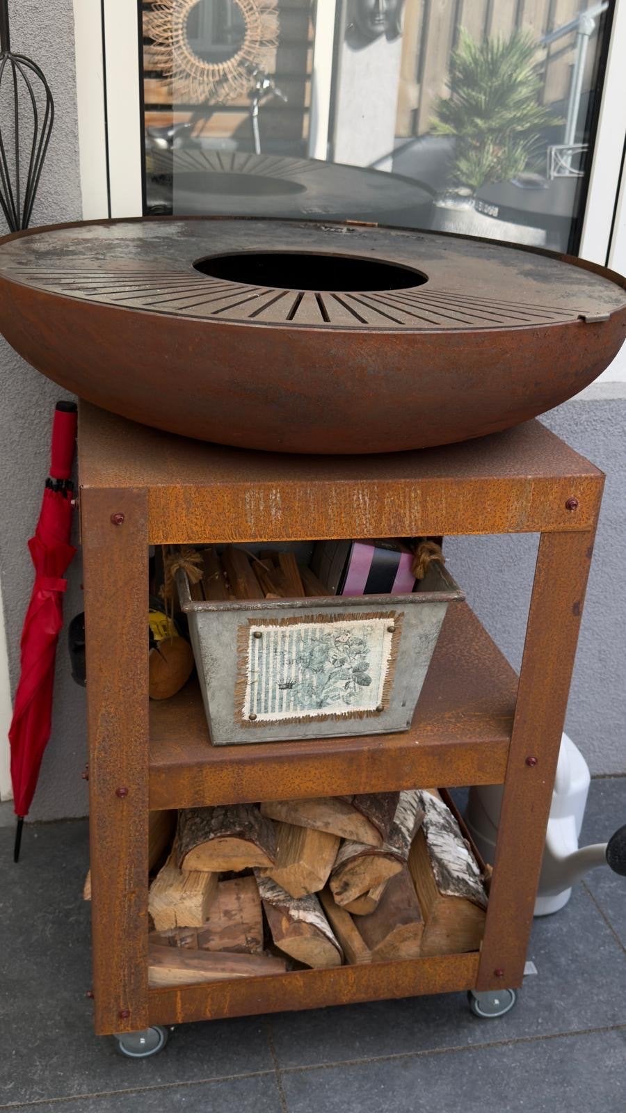 Bonfeu barbecue doorsnee 80cm met corten stalen onderstel, Ophalen, Gebruikt