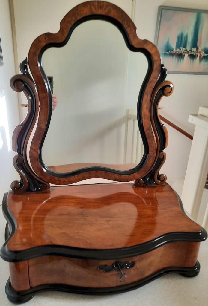 Willem III notenhouten kapspiegel, Ophalen, Minder dan 50 cm, Zo goed als nieuw, Minder dan 100 cm