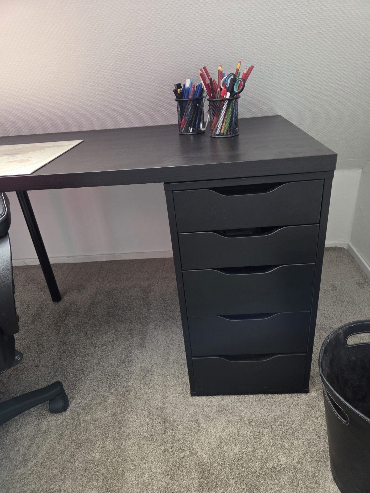 IKEA Bureau met ladeblok en gamingstoel, Ophalen, Gebruikt, Spaanplaat of MDF, IKEA