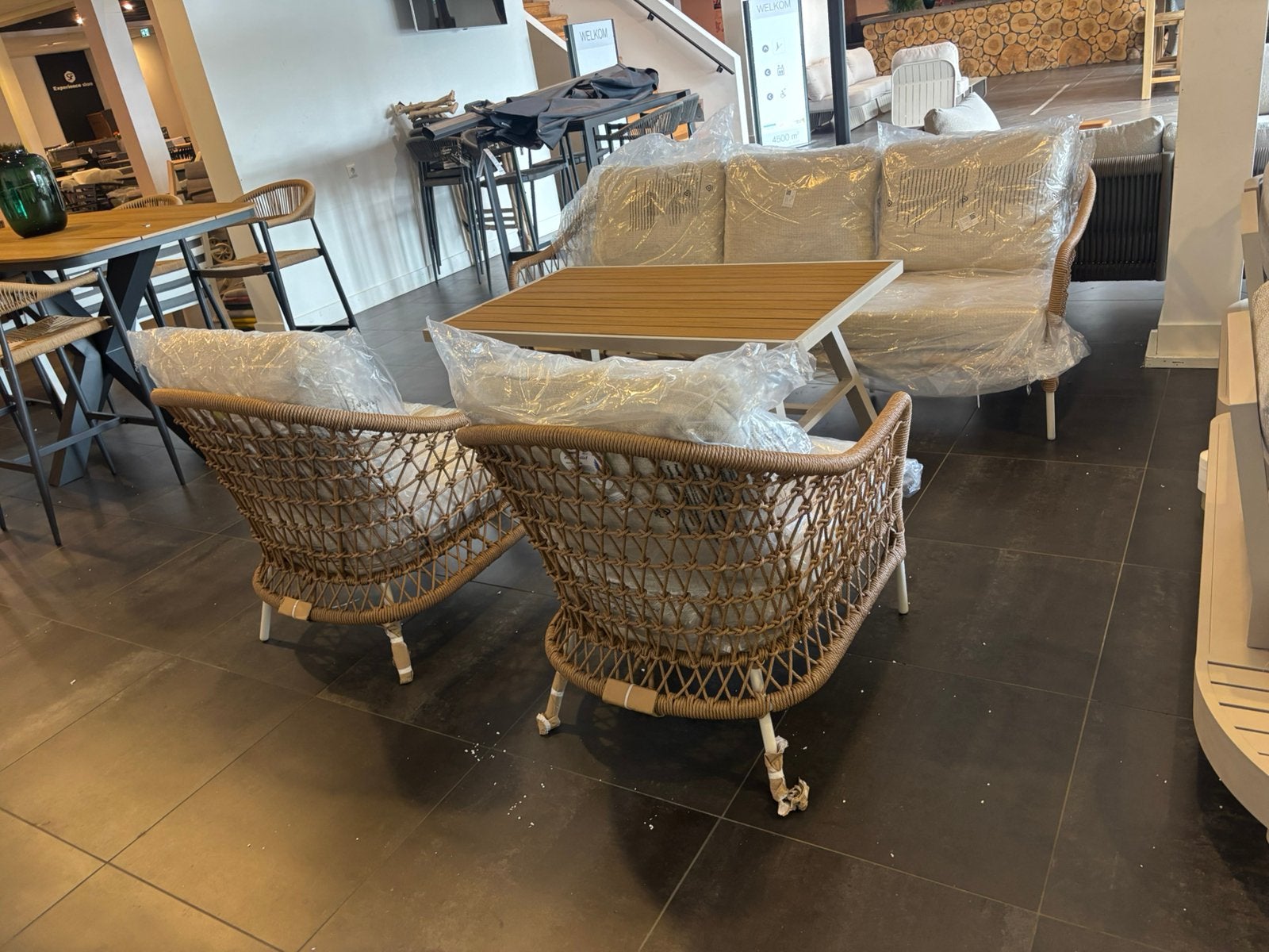 Aluminium loungeset, Ophalen, 4 zitplaatsen, Nieuw, Loungeset