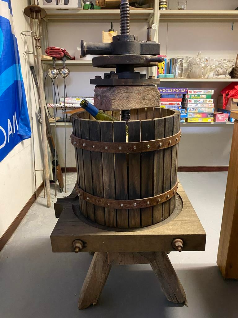Authentieke appel cider pers – hout & gietijzer, Ophalen