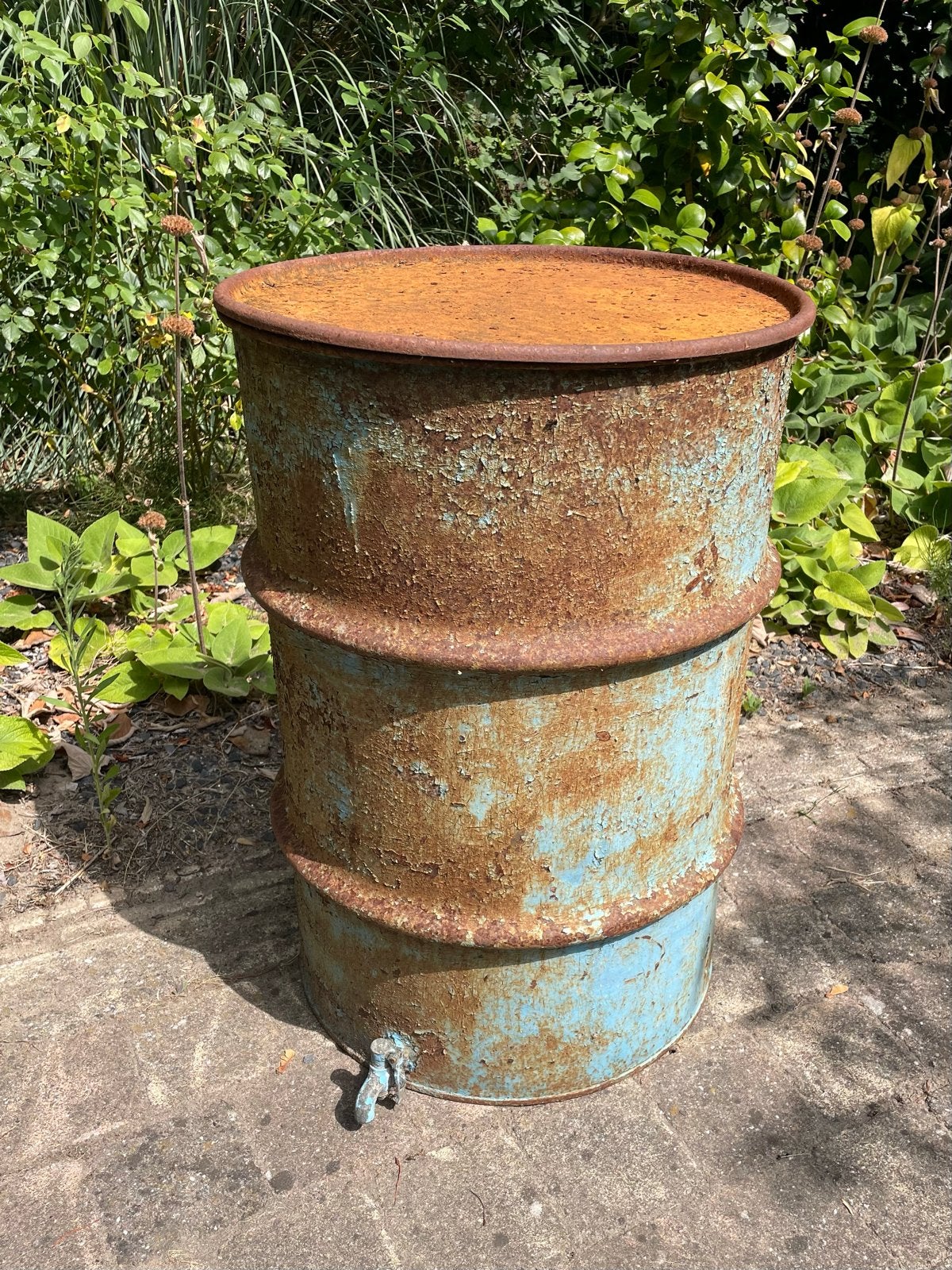 Vintage oliedrum met kraantje - 52x77 cm, Ophalen