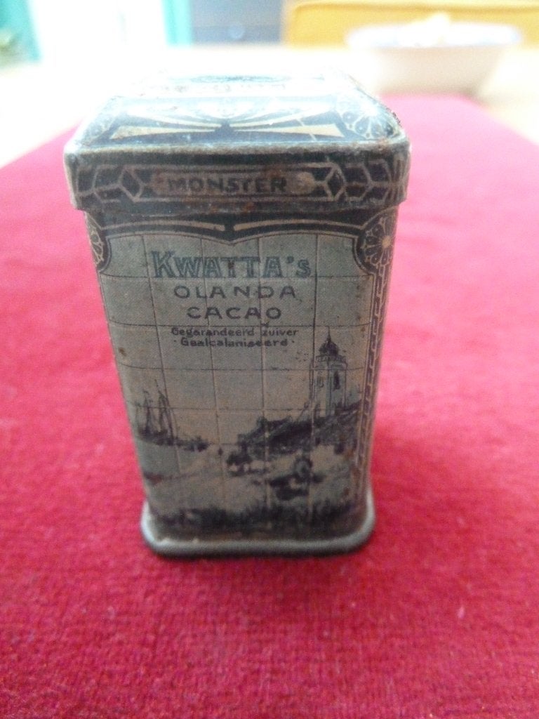 Antiek miniatuur (monster) blikje Kwatta cacao 1910, Ophalen of Verzenden, Gebruikt, Overige