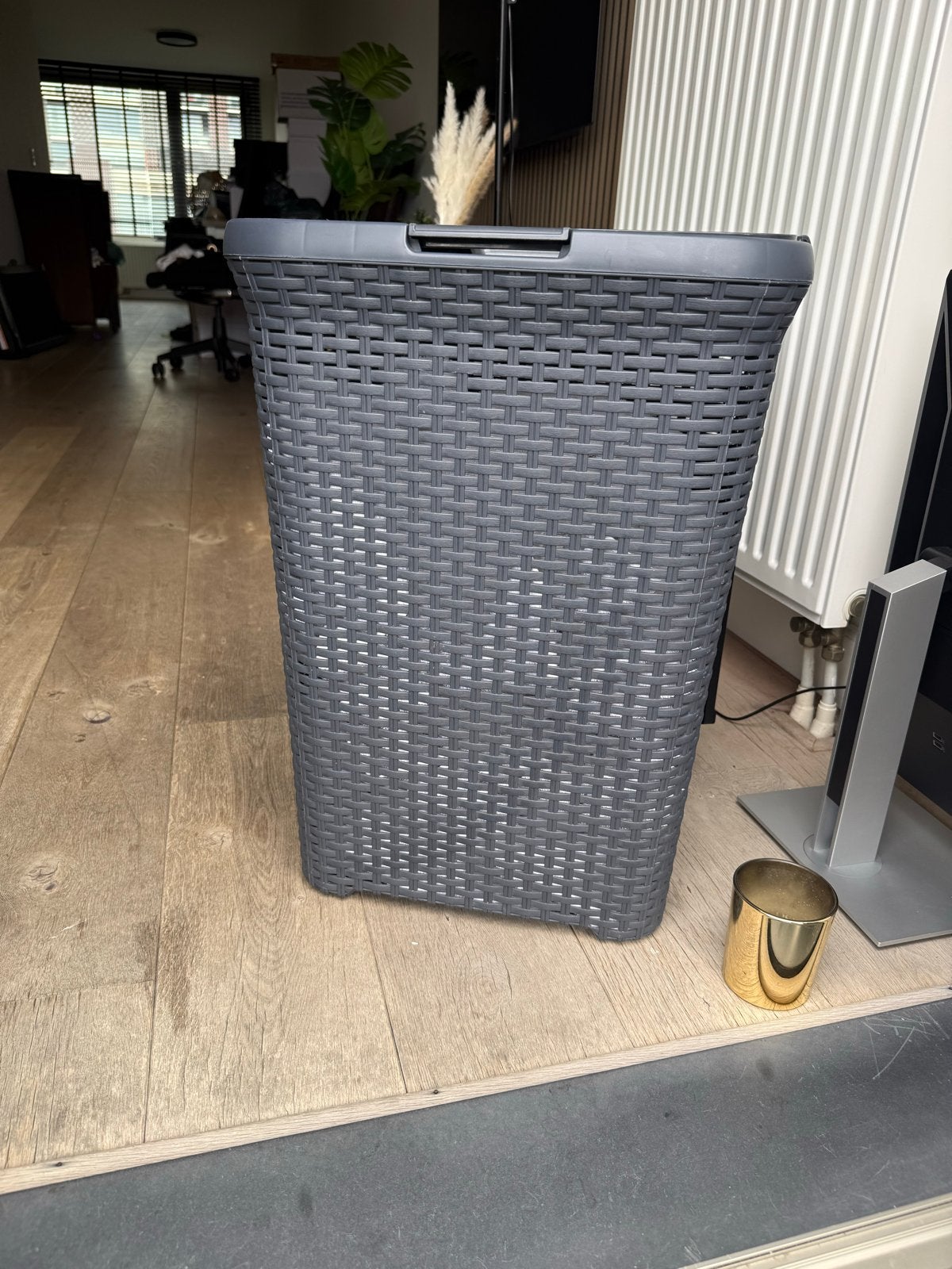 Curver Wasmand Rattan Stijl - Donkergrijs, Ophalen, Zo goed als nieuw