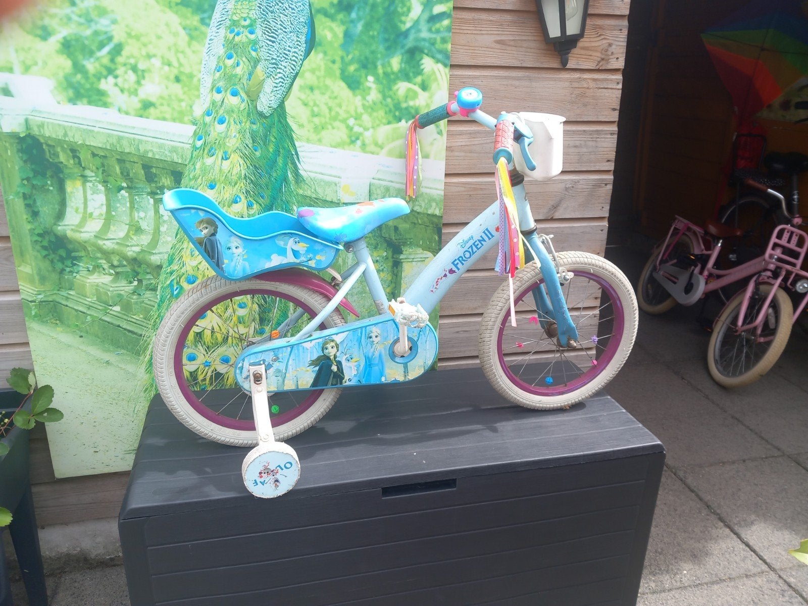 Frozen kinderfiets 16 inch met zijwieltjes, Fietsen en Brommers, Fietsen | Kinderfietsjes, Ophalen, Zijwieltjes, Velgrem, Frozen