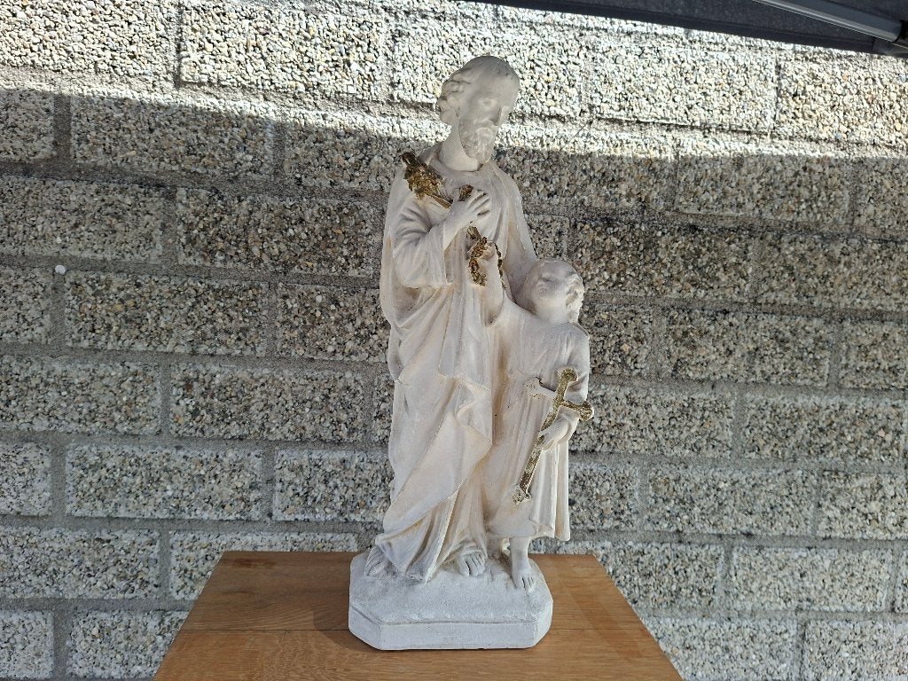 antiek heiligen beeld Jozef met jezus, Ophalen