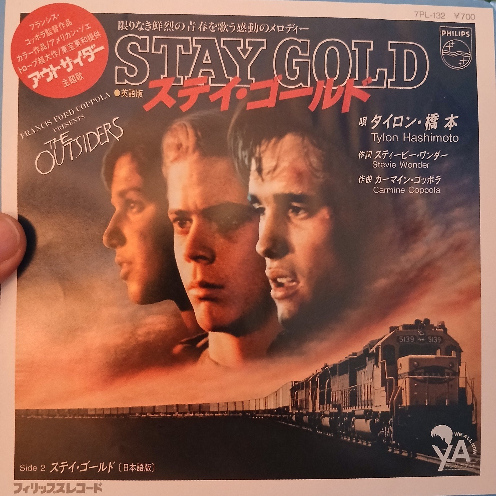 Tylon Hashimoto - Stay Gold (The Outsiders) 7 inch Single, Fotohoes, Filmmuziek en Soundtracks, 7 inch, Ophalen of Verzenden