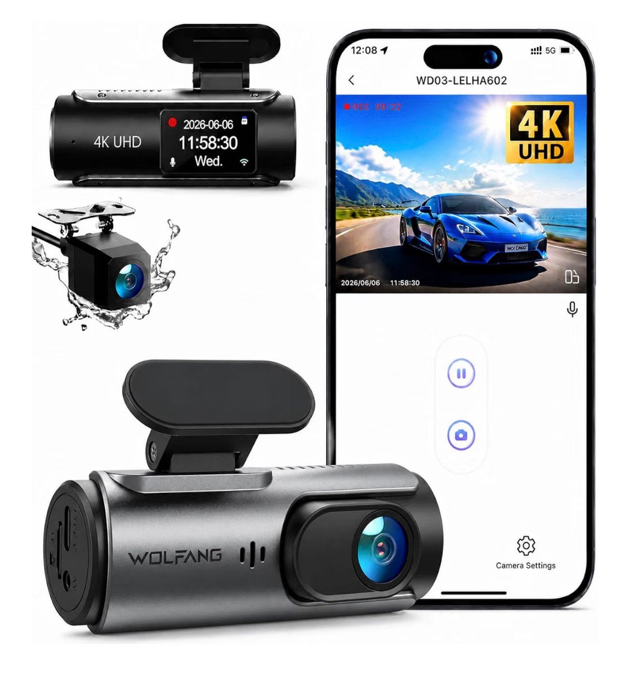Wolfang dashcam auto voor en achter x2, Auto diversen, Ophalen of Verzenden, Nieuw