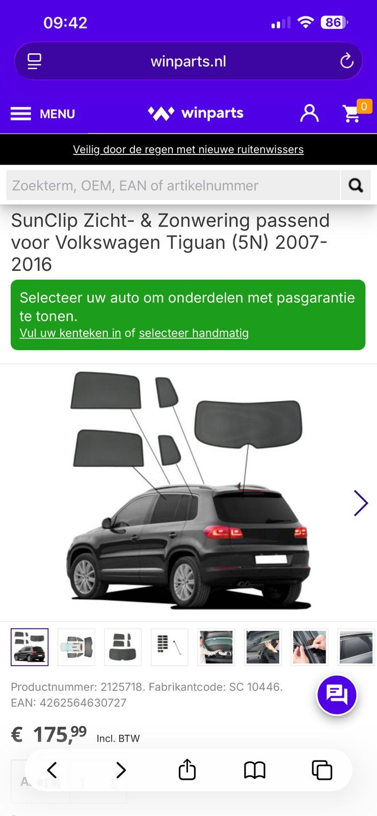 Sonniboy zonnewering tiguan 5N, Auto diversen, Auto-accessoires, Ophalen