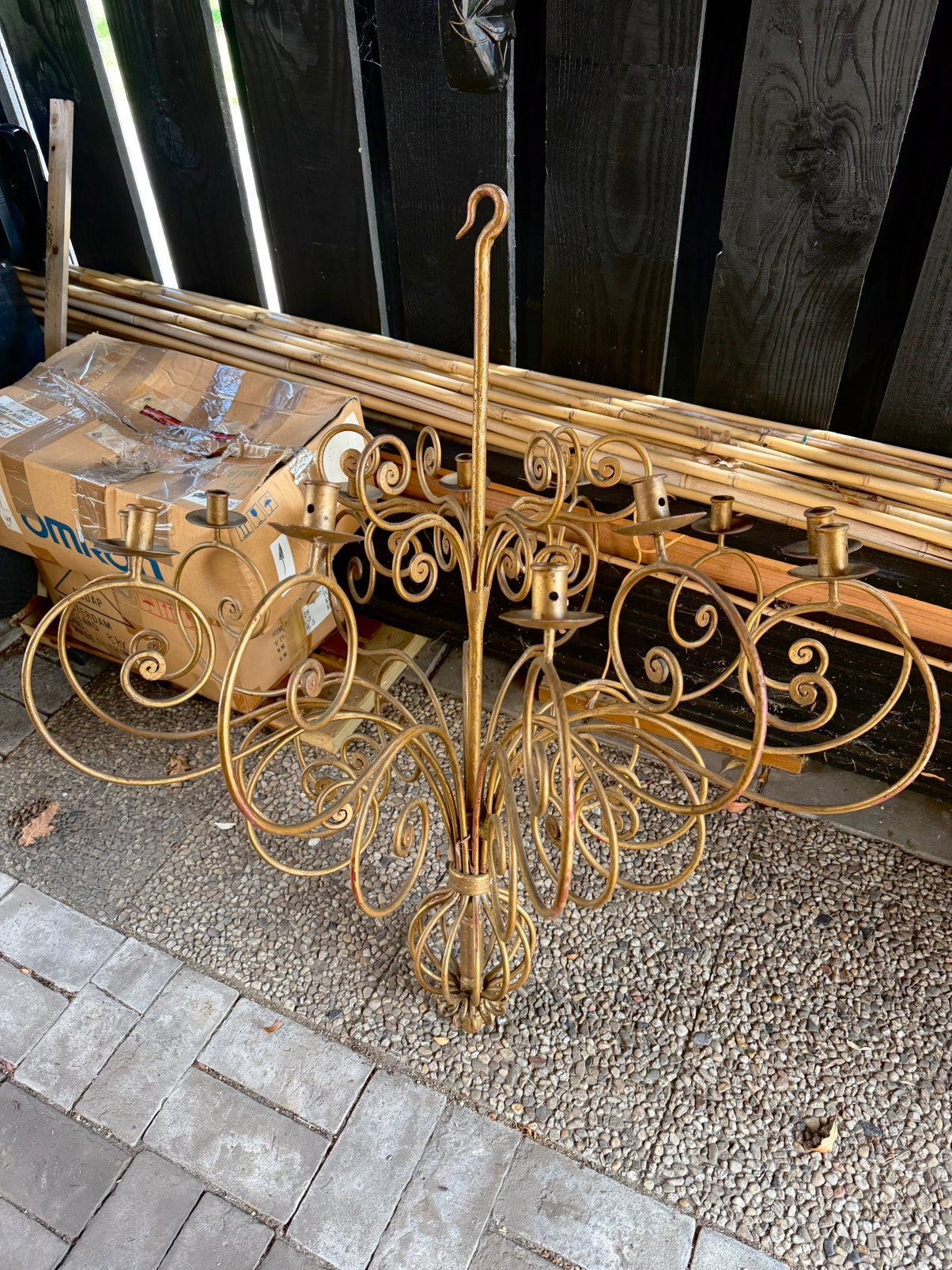 Grote 12 arms Kroonluchter voor huis of tuin, Ophalen, Gebruikt, Metaal, Boho romantisch klassiek stijlvol oriental