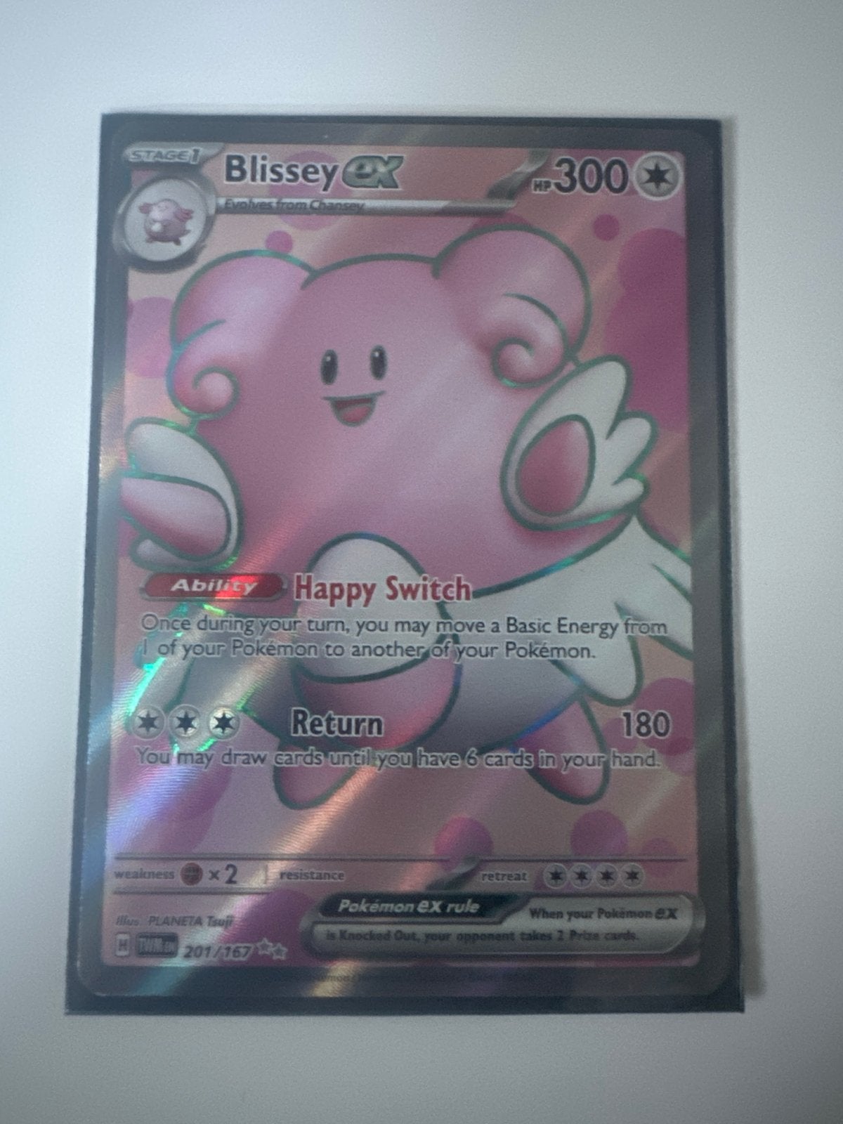 Blissey EX Full Art Pokémon Kaart (201/167), Ophalen of Verzenden, Zo goed als nieuw, Losse kaart, Foil