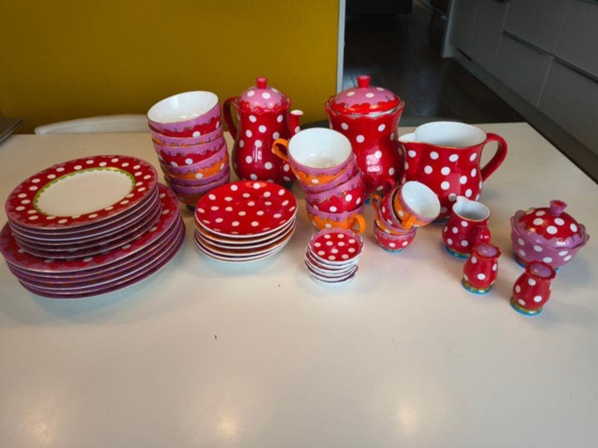 Compleet Oilily servies, Gebruikt, Keramiek, Ophalen of Verzenden, Overige stijlen