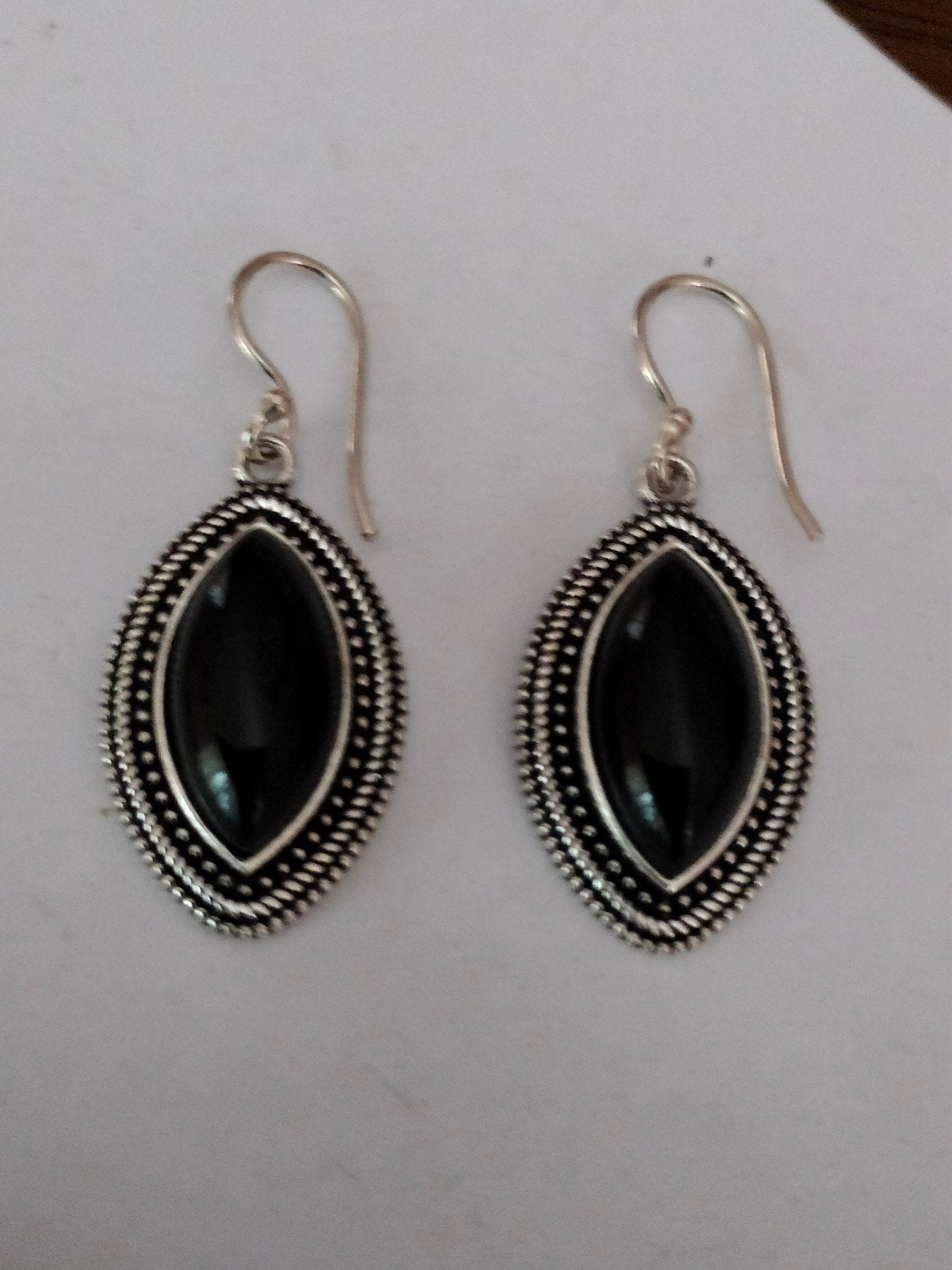Zilveren oorbellen met zwart onyx, Sieraden, Tassen en Uiterlijk, Oorbellen, Hangers, Verzenden, Zwart, Nieuw