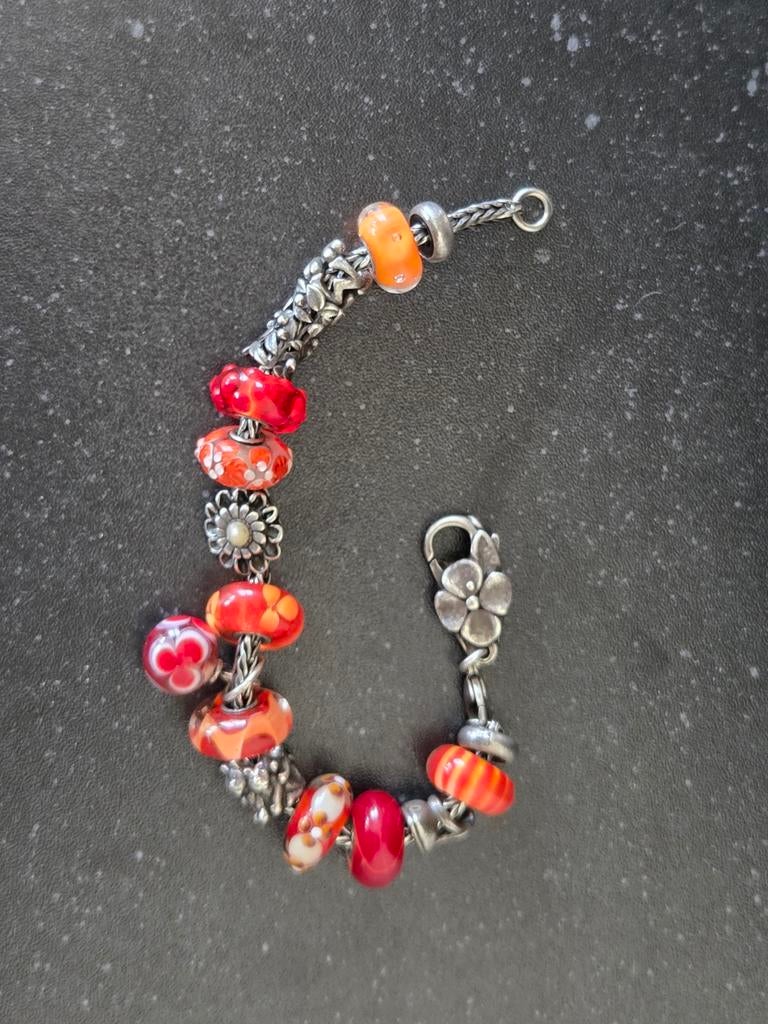Originele Trollbeads armband van sterling zilver en glas, Ophalen of Verzenden, Zo goed als nieuw, Zilver