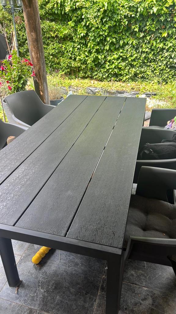 Grote tuintafel zwart 205x90, Tuin en Terras, Tuintafels, Ophalen, Gebruikt, Rechthoekig, Aluminium