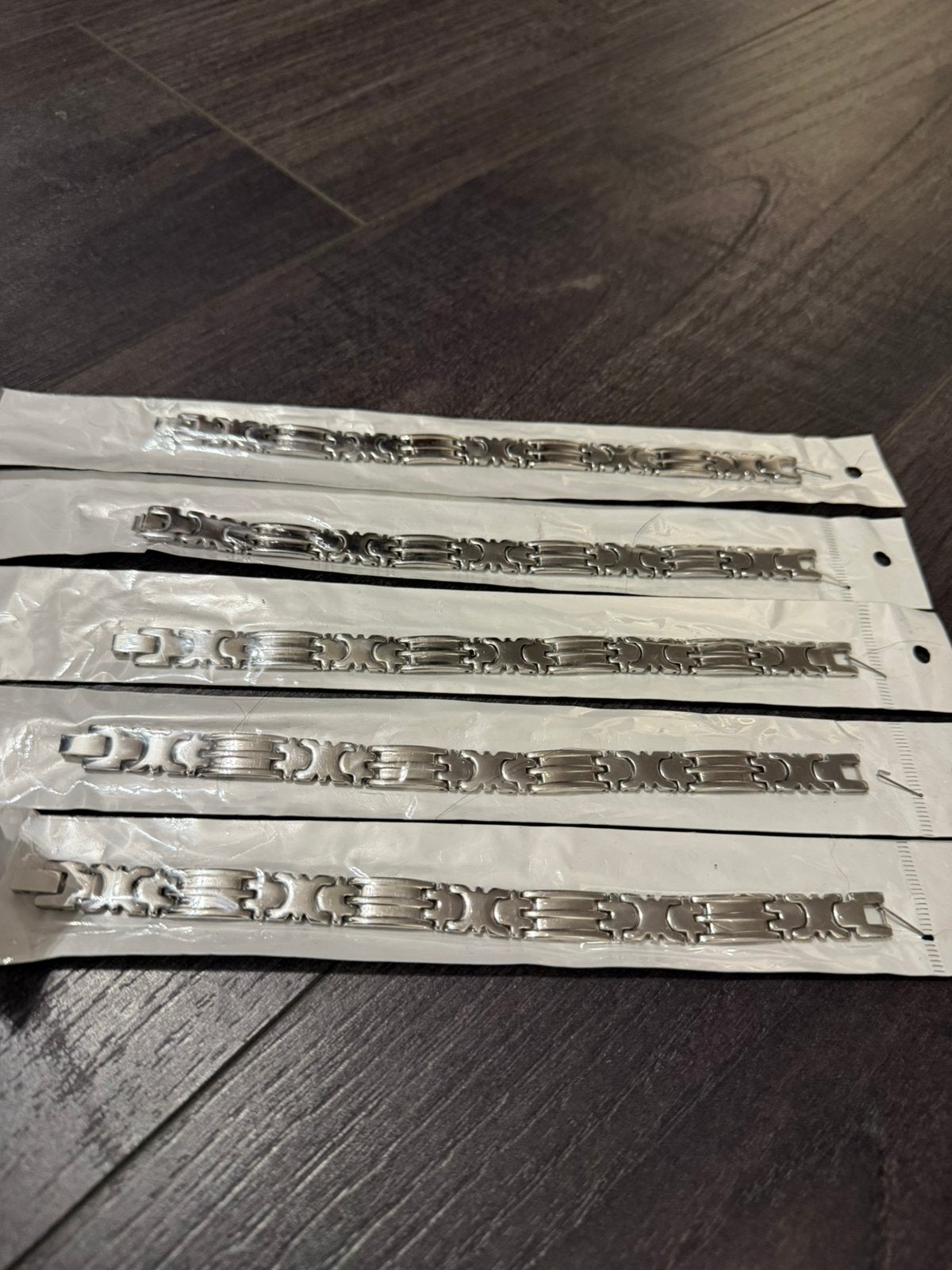 Partij 5 stuks stalen armbanden A3/9, Verzenden, Nieuw, Zilver, Staal