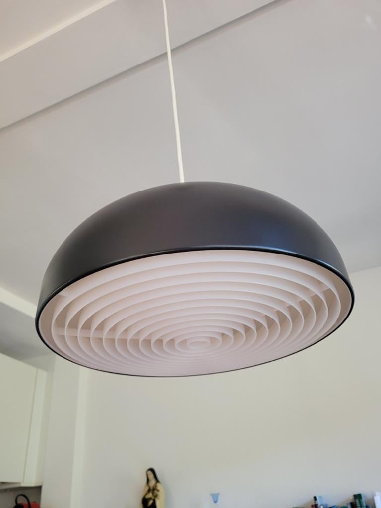Ikea Nymane moderne Zwarte Hanglamp met Wit Diffuser, Ophalen, Zo goed als nieuw, Metaal, Modern, Scandinavisch
