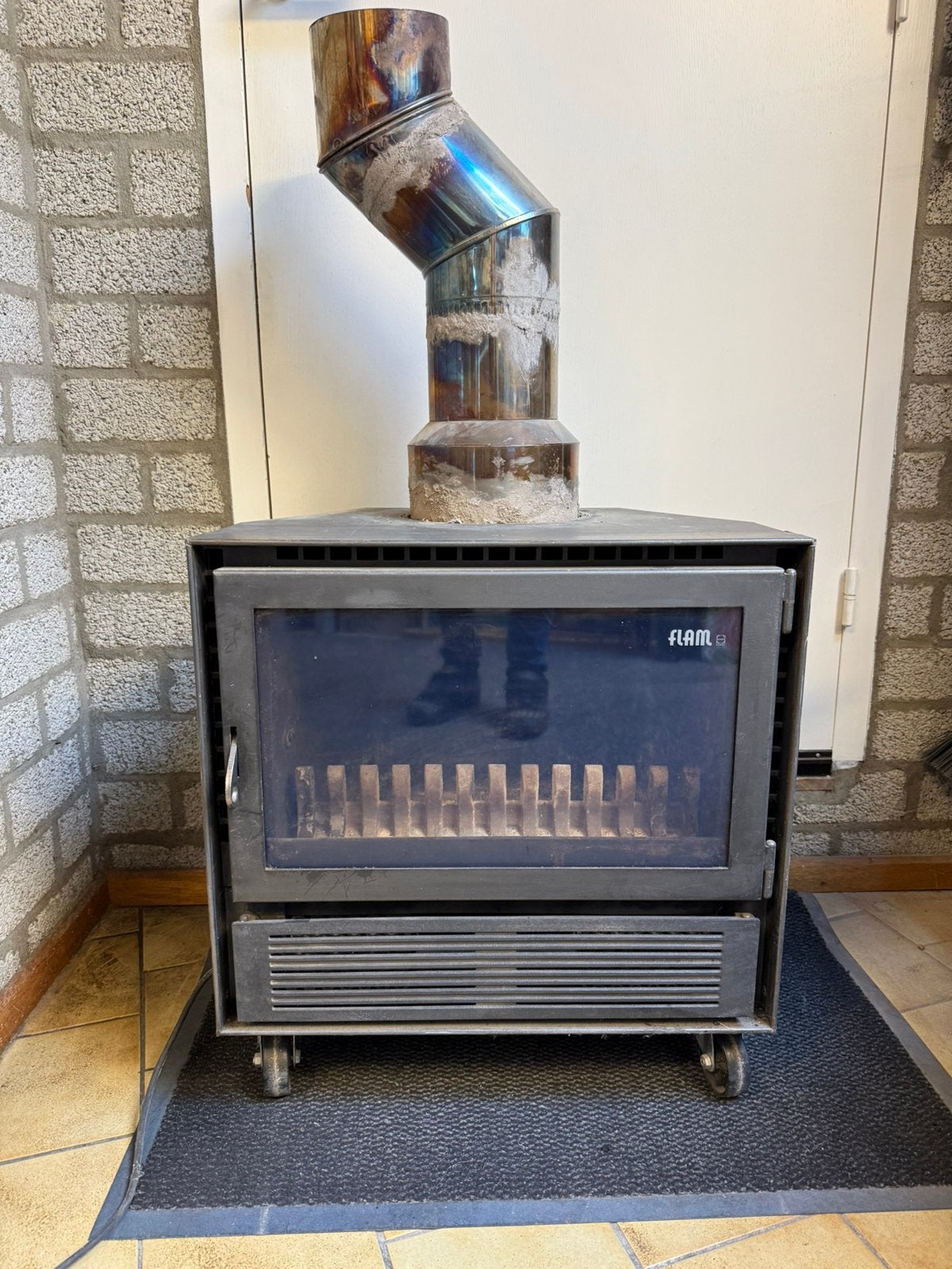 FLAM inbouwhaard met ventilator, Huis en Inrichting, Ophalen, Gebruikt, Houtkachel, Inbouw