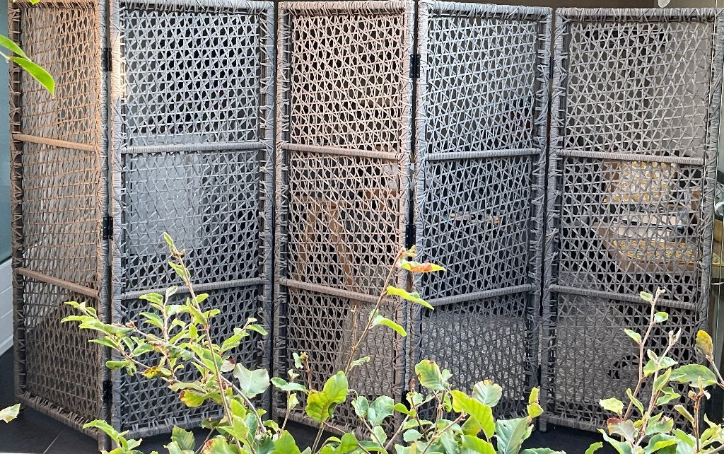 tuinscherm kamerscherm scheidingswand 5-delig inklapbaar, Tuin en Terras, Ophalen, Kunststof, Zo goed als nieuw, 200 cm of meer