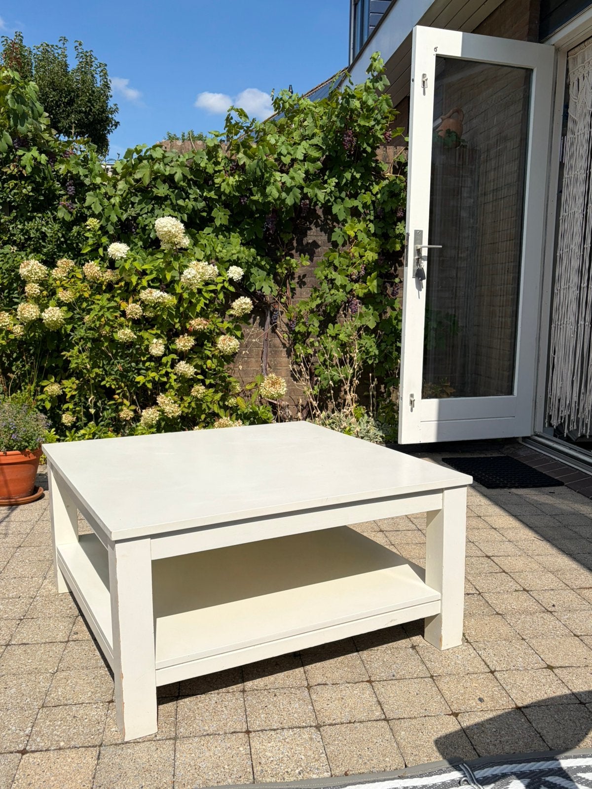 Koffietafel wit 90x90, Ophalen, Gebruikt, 50 tot 100 cm, Vierkant