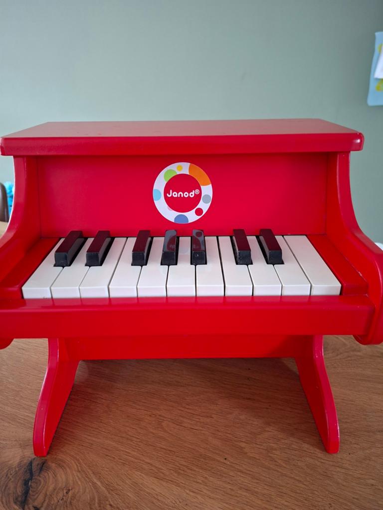 Janod Houten Kinderpiano Rood - Zo goed als nieuw, Ophalen, Zo goed als nieuw, Overige typen, Met geluid