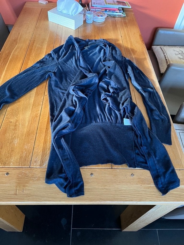 Blauw lang Question vestje, maat L, Maat 38/40 (M), Zo goed als nieuw, Question, Verzenden