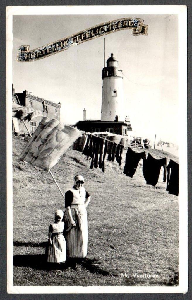 Oude Ansicht - URK - Vuurtoren 1953 - Fl., Ophalen of Verzenden, 1940 tot 1960, Gelopen, Flevoland