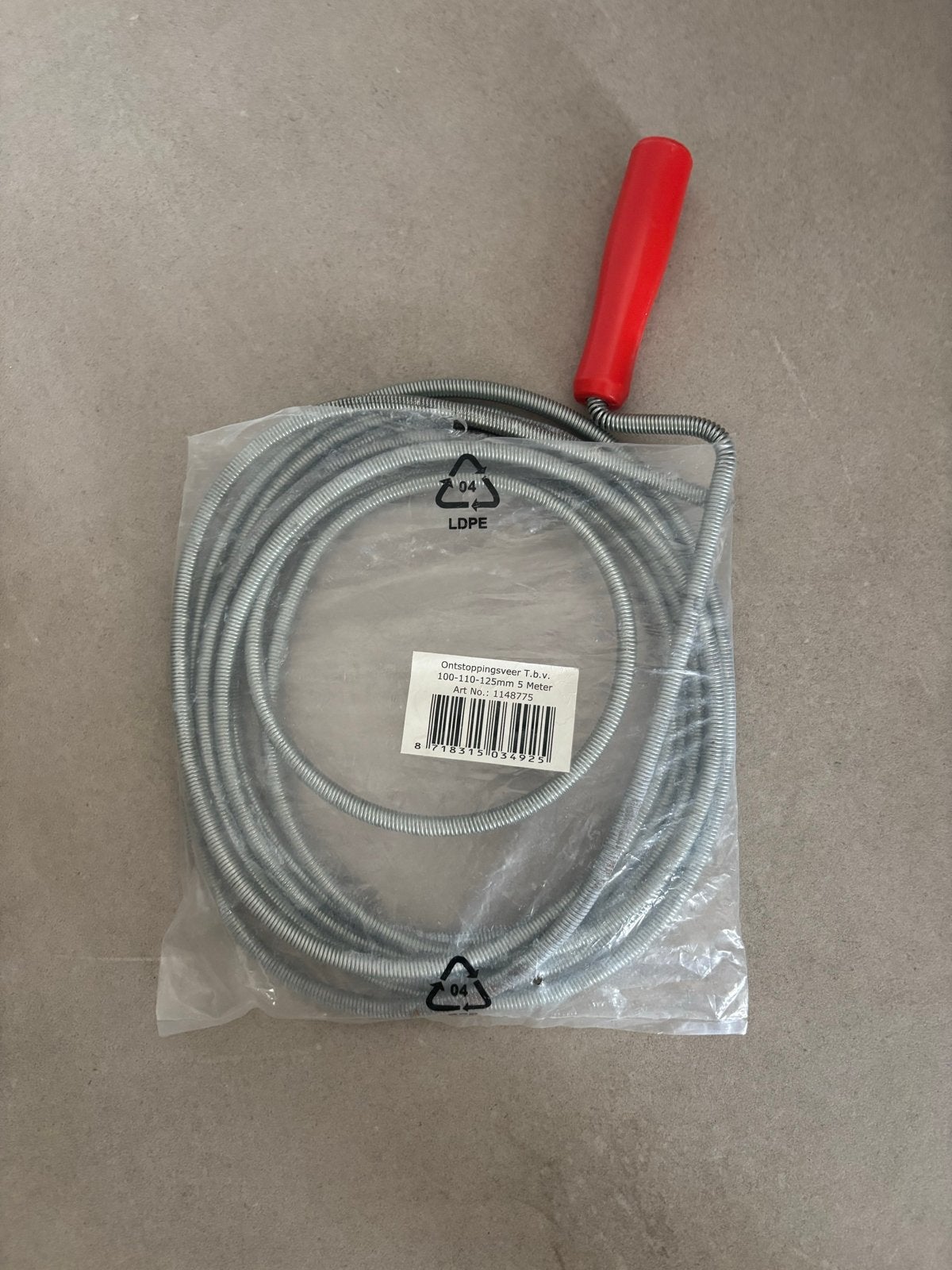 Ontstoppingsveer T.b.v. 100-110-125mm 5 Meter, Ophalen, Nieuw, Overige typen, Overige merken