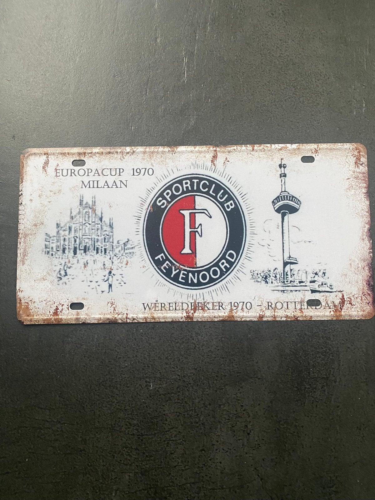 Blikken bordje Feyenoord, Verzenden, Zo goed als nieuw, Feyenoord, Overige typen