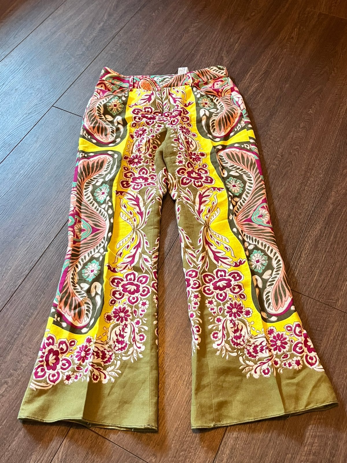 Zara kleurrijke wijde broek met bloemenprint, maat XS, Meerkleurig, Ophalen of Verzenden, Zo goed als nieuw, Driekwart