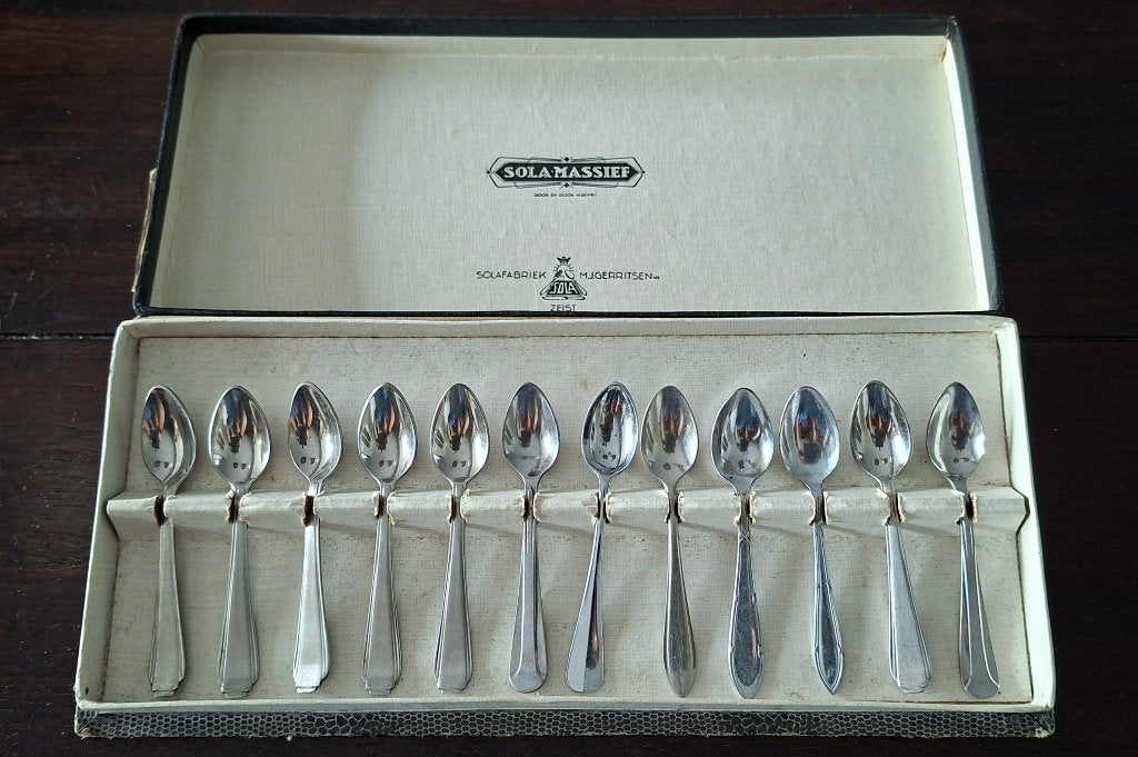 doosje met 12 oude theelepeltjes, Ophalen of Verzenden