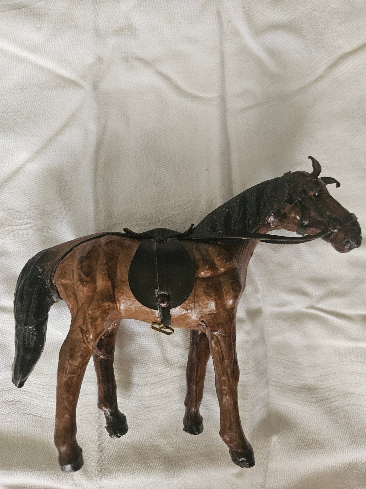 Vintage Leren Paard Beeldje - Decoratief, Ophalen of Verzenden