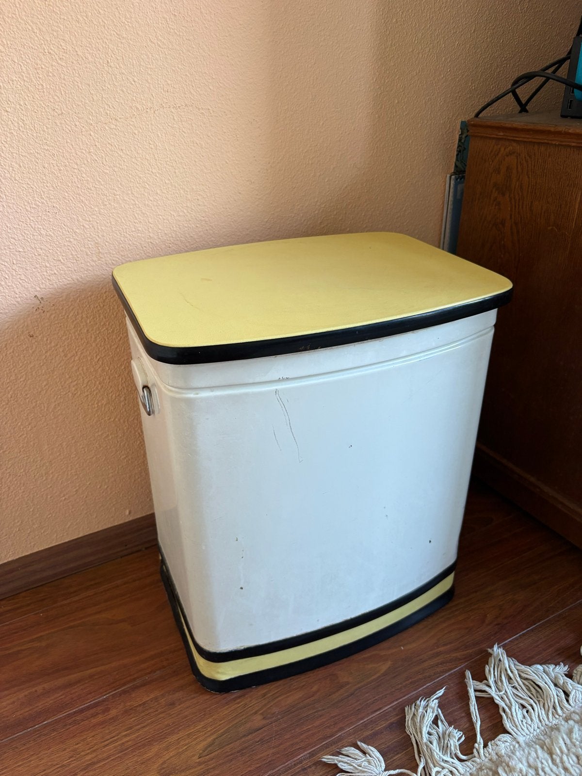 Vintage Brabantia wasmand - Jaren '50/'60 - Crème/Geel, Ophalen of Verzenden